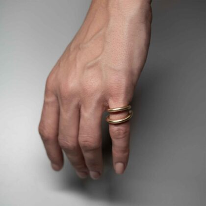 AUGOUSTOS | DOUBLE | 3mm |Twist of Modernity – Sterling Golden Ring
