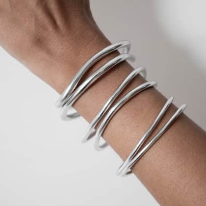 Set of Double Silver Bracelets