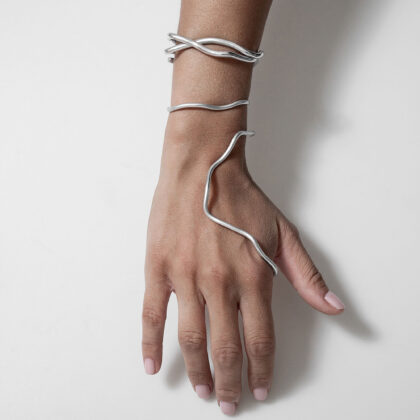 Half moon | 3mm | Waves of Motion – Sculptural Silver Bracelet