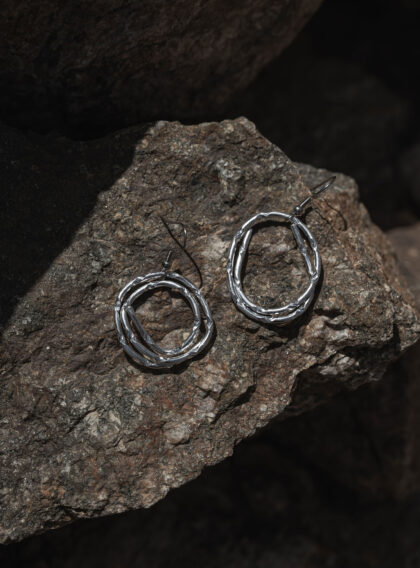 ECHO CIRCLES | 2mm | Textured Silver wire Earrings