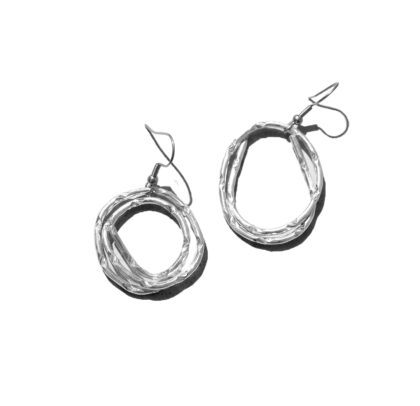 ECHO CIRCLES | 2mm | Textured Silver wire Earrings