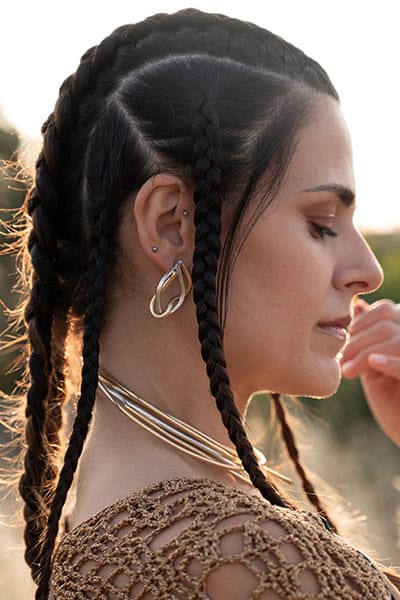 AGKALIA | 3mm | earrings echo of curves sculptural gold and silver earrings